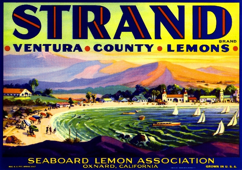 Oxnard Ventura County The Strand Lemon Citrus Fruit Crate Label Art Print
