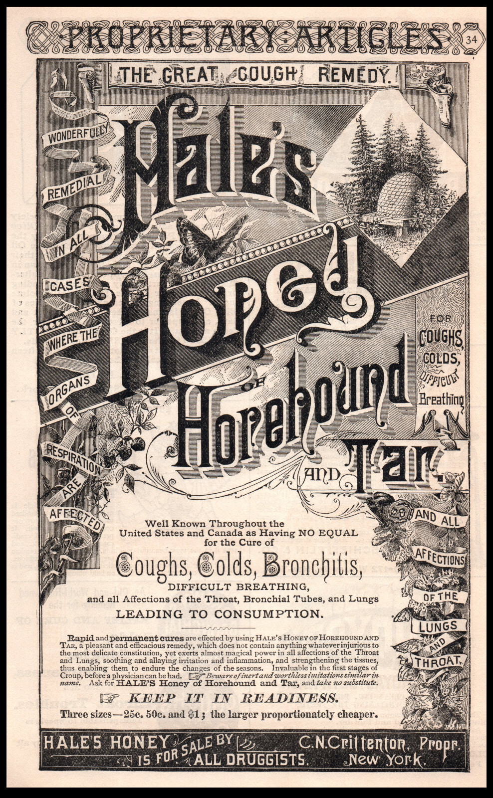 1890 Original Print AD Perforated Medicated Paper For Anal Diseases Hemorrhoids
