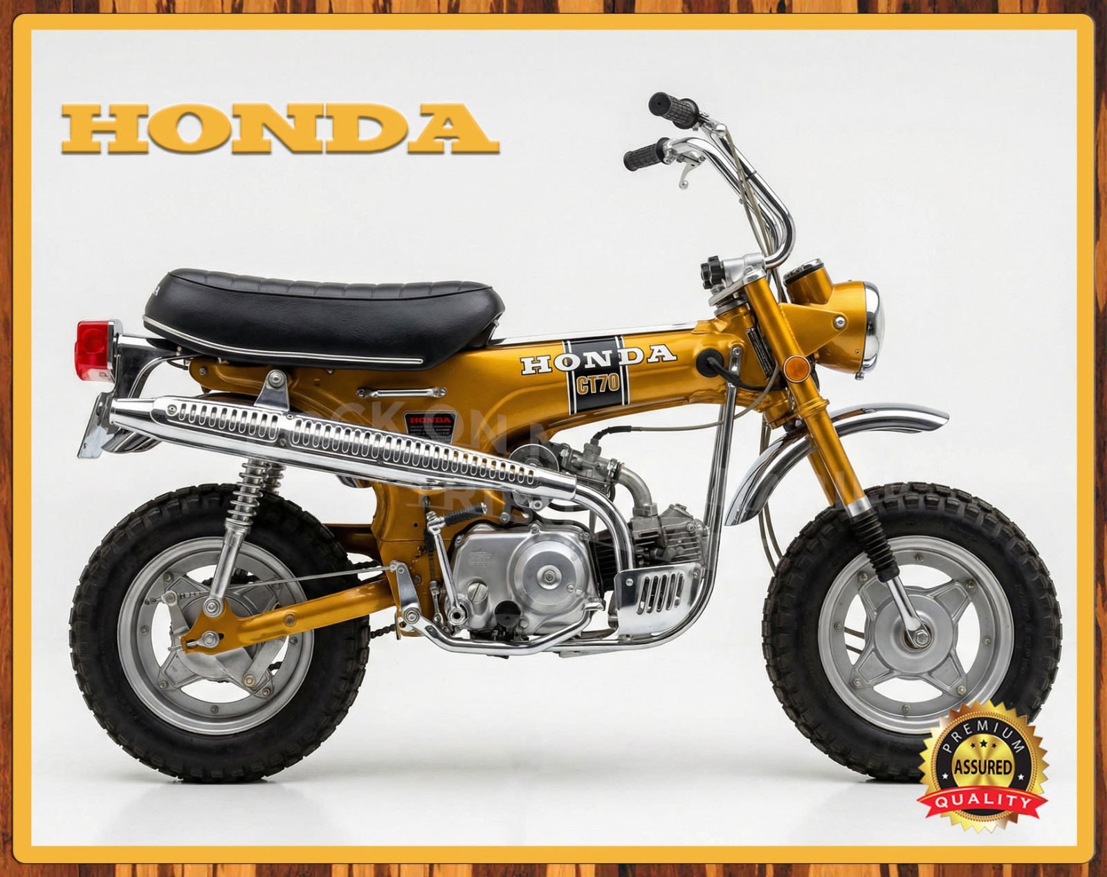 Honda CT70 – Candy Gold (1970) – Premium Aluminum Metal Sign – 11 x 14
