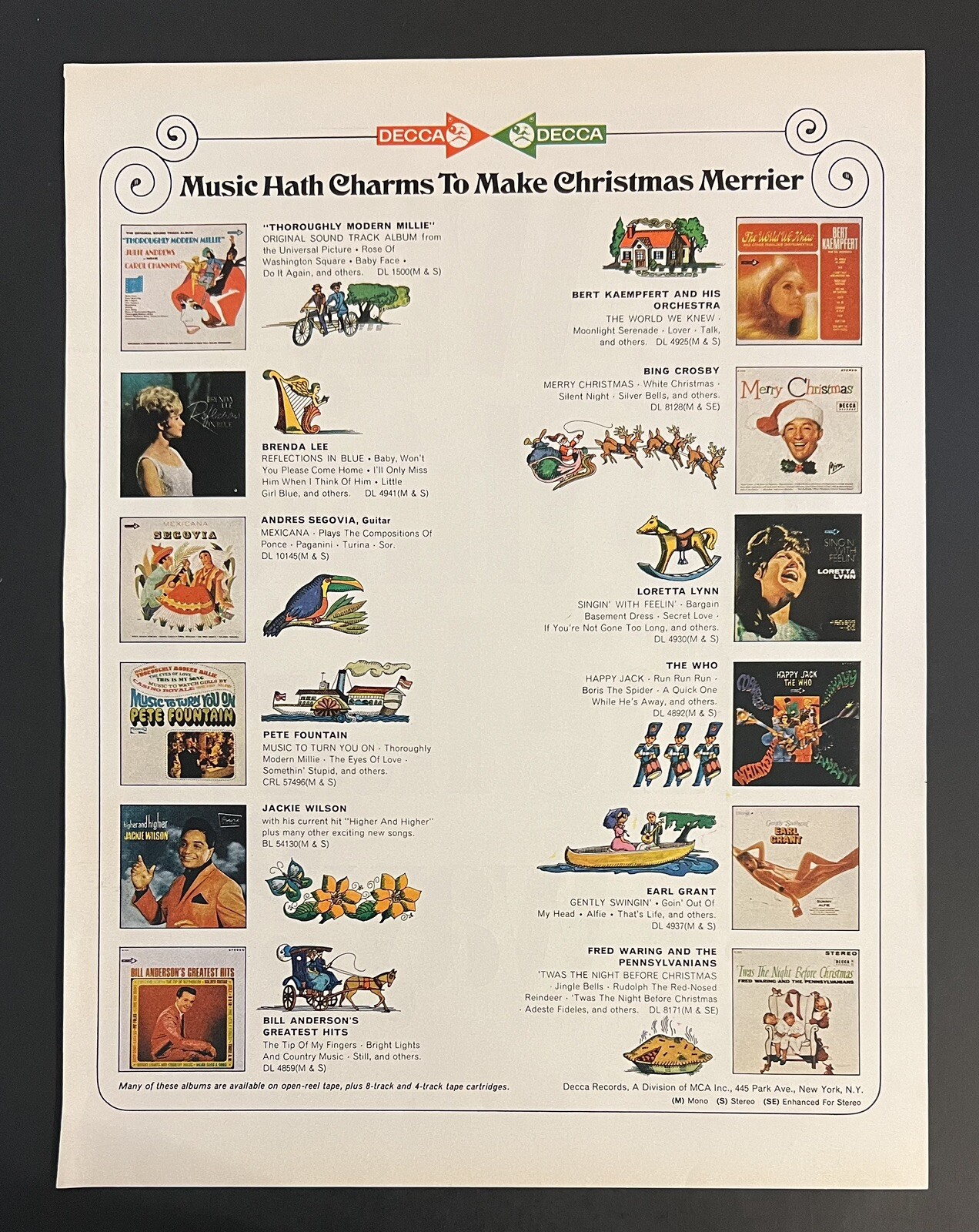 Decca 1967 Life Print Add 10.5×13.5 Vinyl Record Covers
