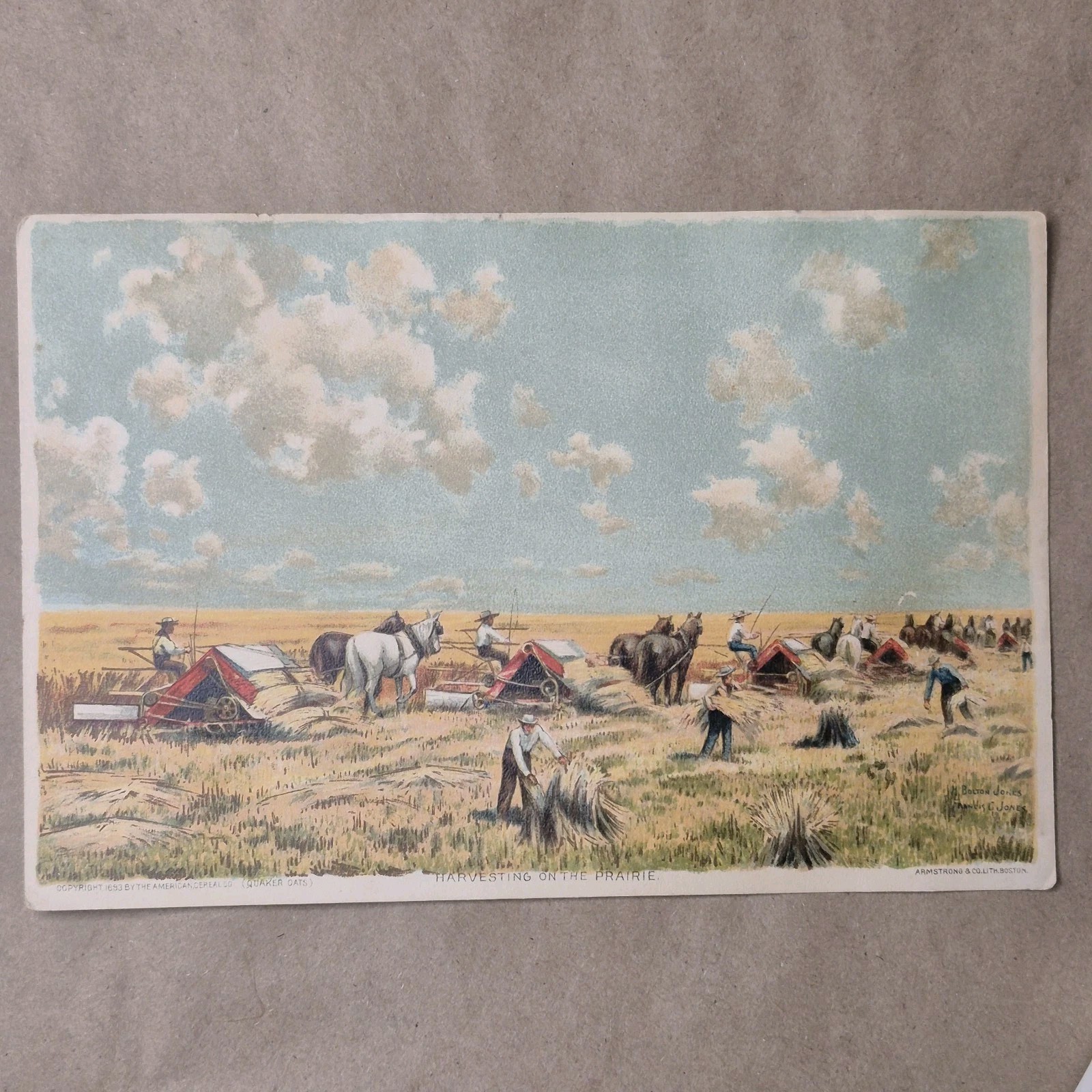 Victorian Trade Card 1893 Quaker Oats World Fair Harvesting The Prairie