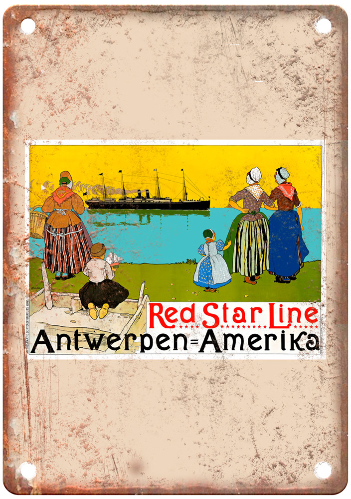 Vintage Red Star Line Travel Poster Retro Look Sign T2531