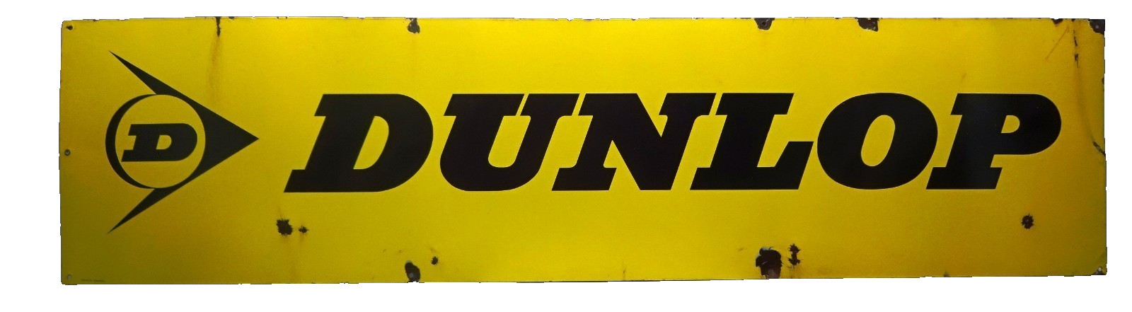 Vintage Dunlop Tyres Tire Porcelain Enamel Sign Board 72x18in Yellow Black India