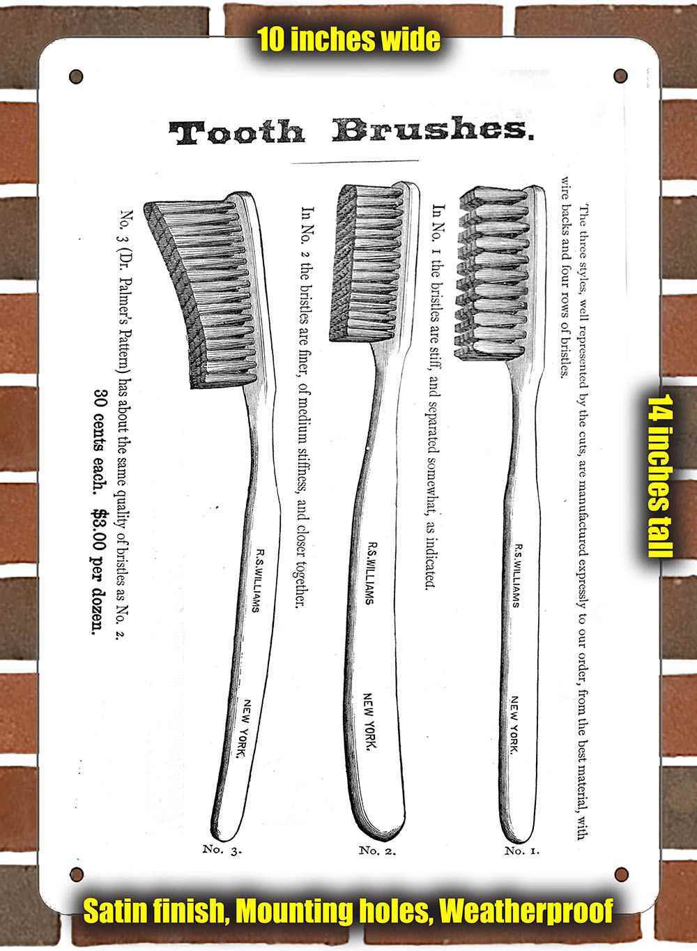 Metal Sign – 1878 Tooth Brushes- 10×14 inches