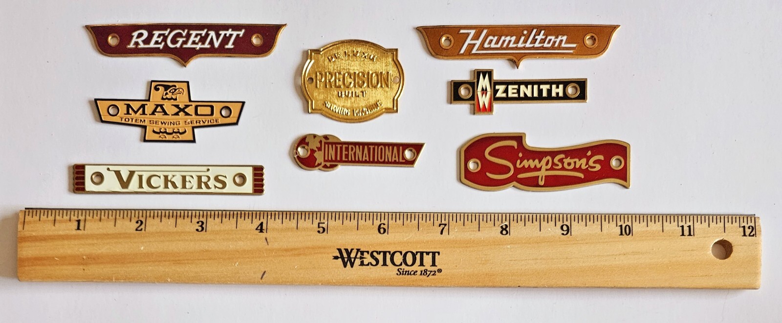 8 Different Machine Metal Name Plates Brass? Unused Condition Lot A