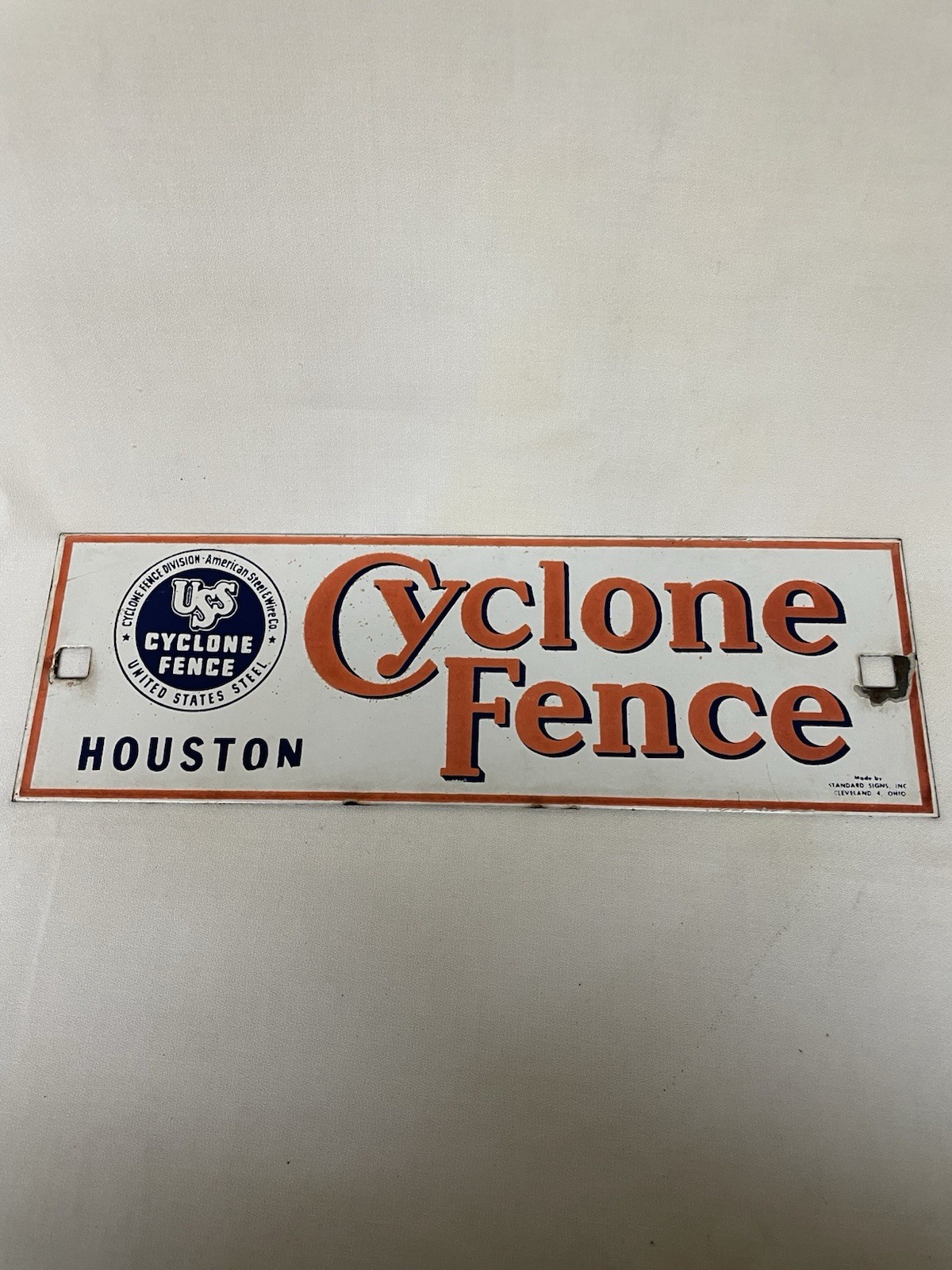 Vintage cyclone fence sign