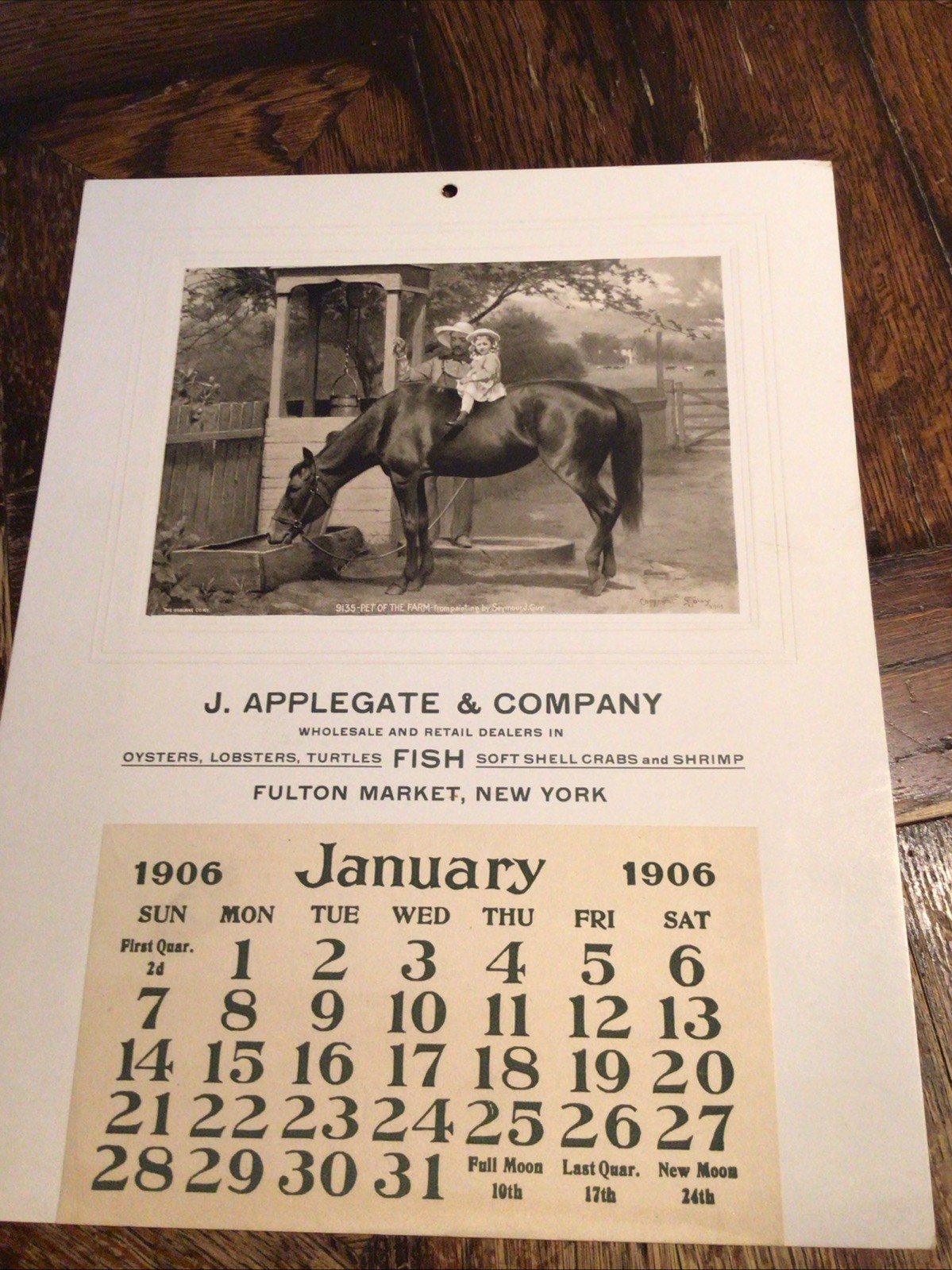 Antique 1906 Fulton Fish Market New York City CALENDAR advertising