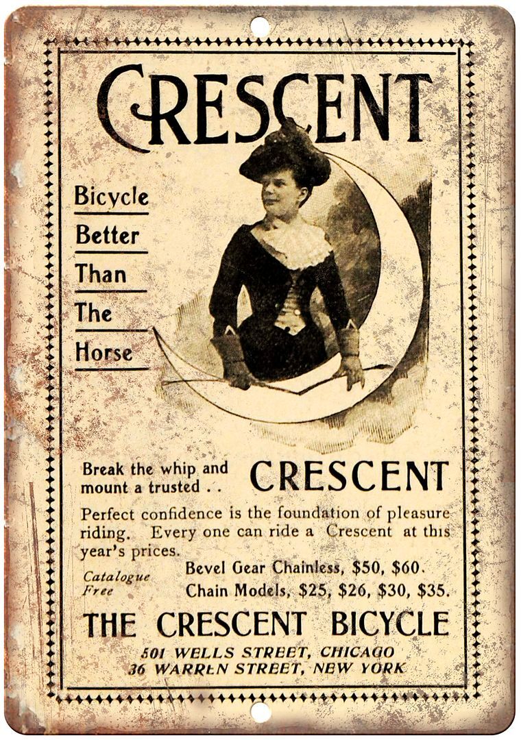 The Crescent Bicycle Vintage Art Ad Reproduction Metal Sign B433