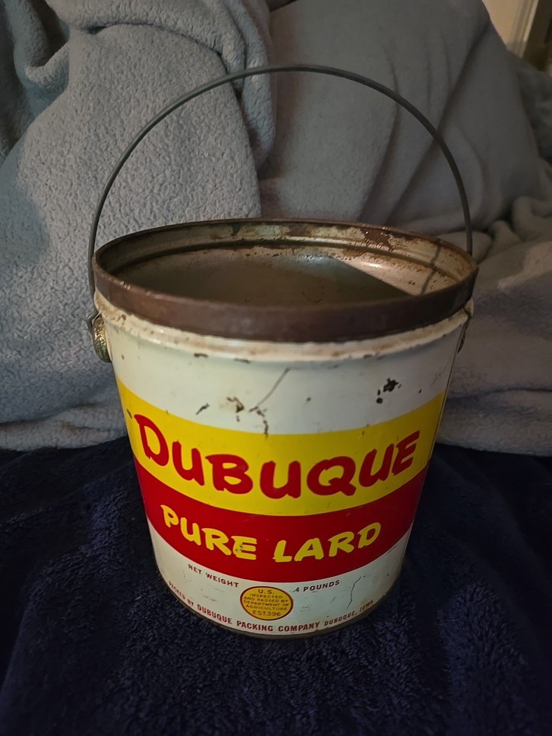 Dubuque Packing Co Iowa Pure Lard 4 lbs Can No Lidl Empty Handle Vintage