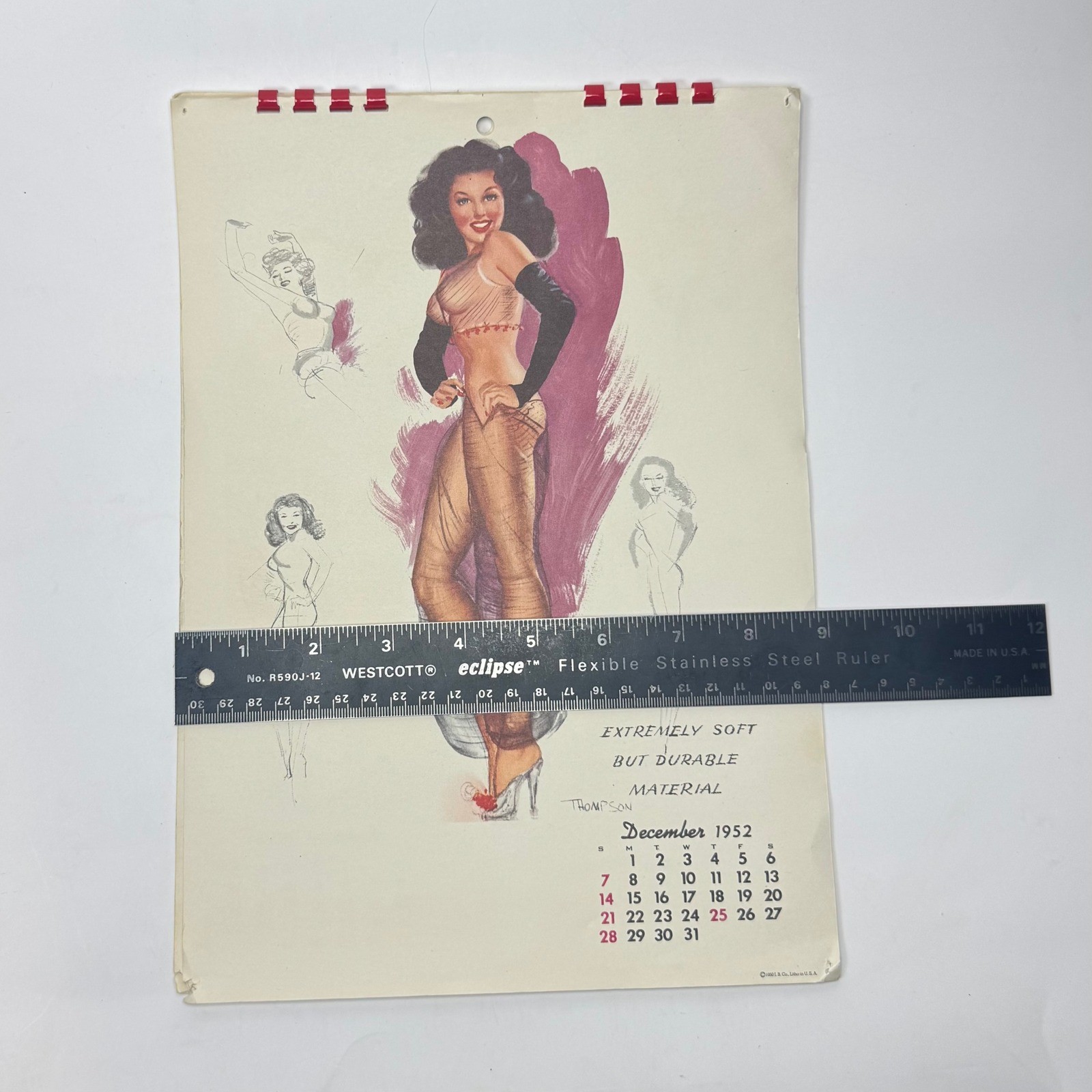 Complete 1952 Esquire Pin-Up Calendar Thompson Art Original Vintage 9×12 GUC