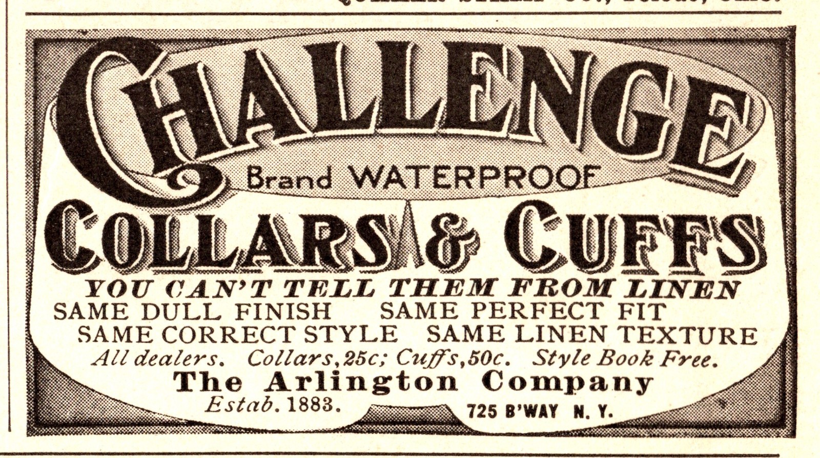 Original 1912 Challenge Collars & Cuffs Print Ad (2in x 1.5in) Advertisement
