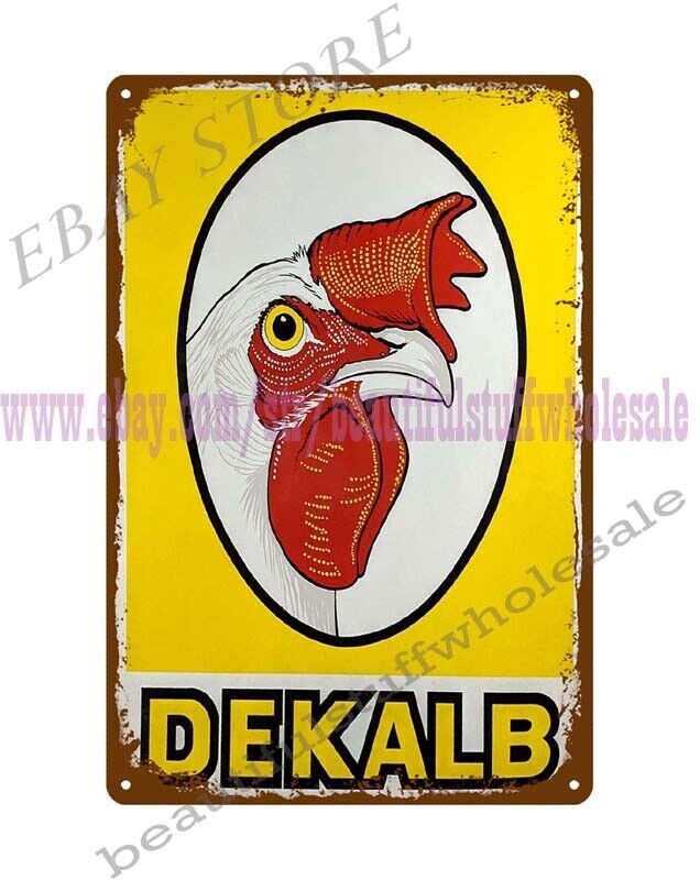 indoor outdoor wall decor DEKALB CHIX ROOSTER metal tin sign