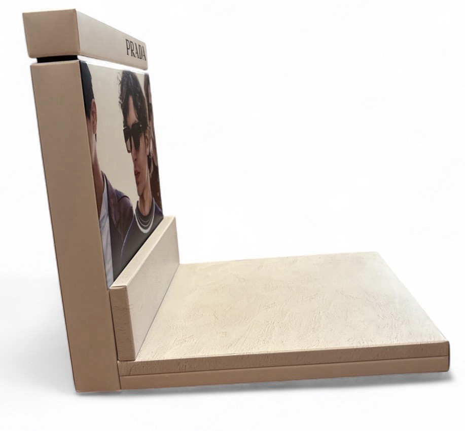 PRADA Cardboard Countertop Store Display Stand Beige/Black 2023