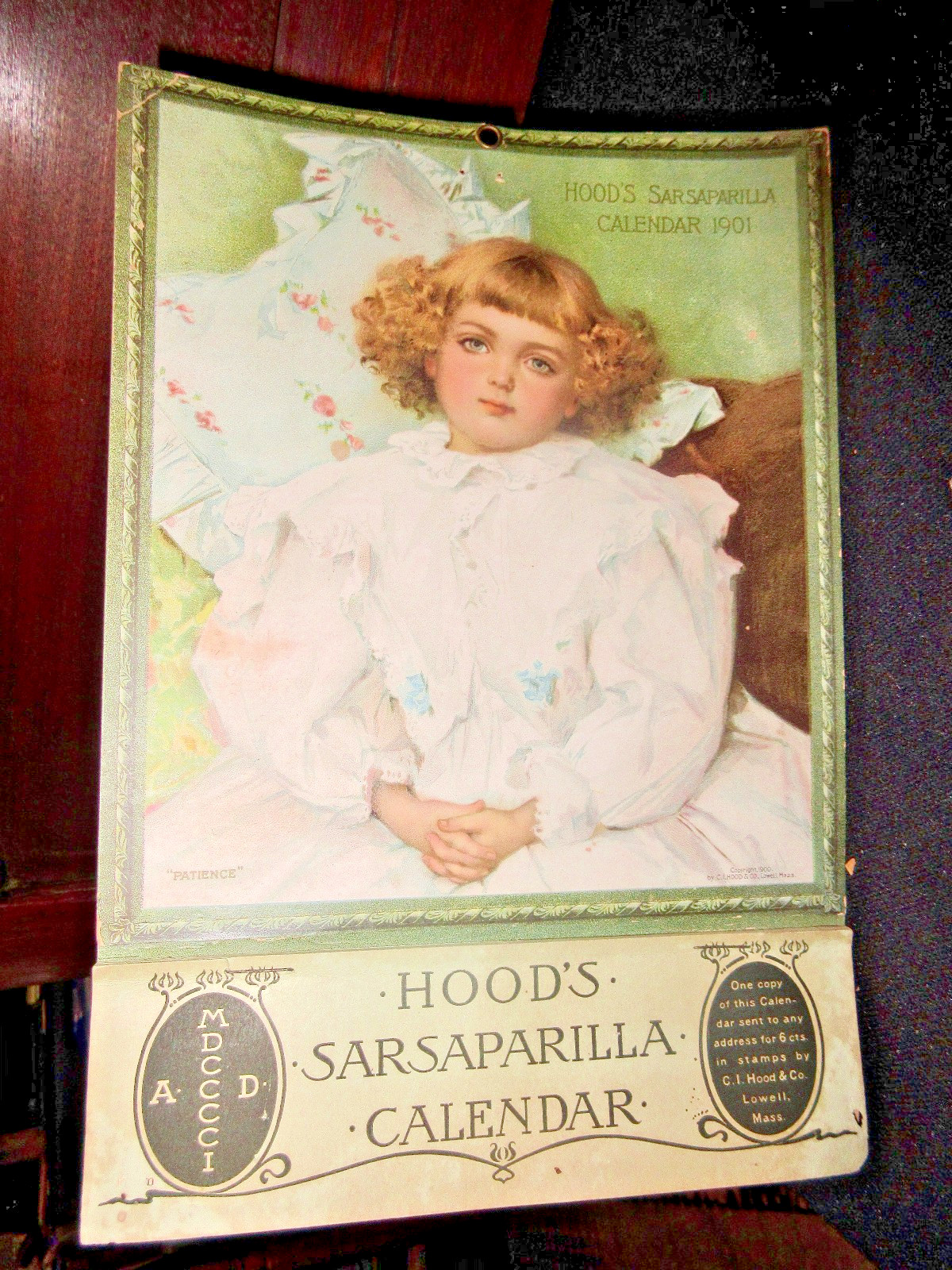 1901 HOOD’S CALENDAR “PATIENCE” Full Pad