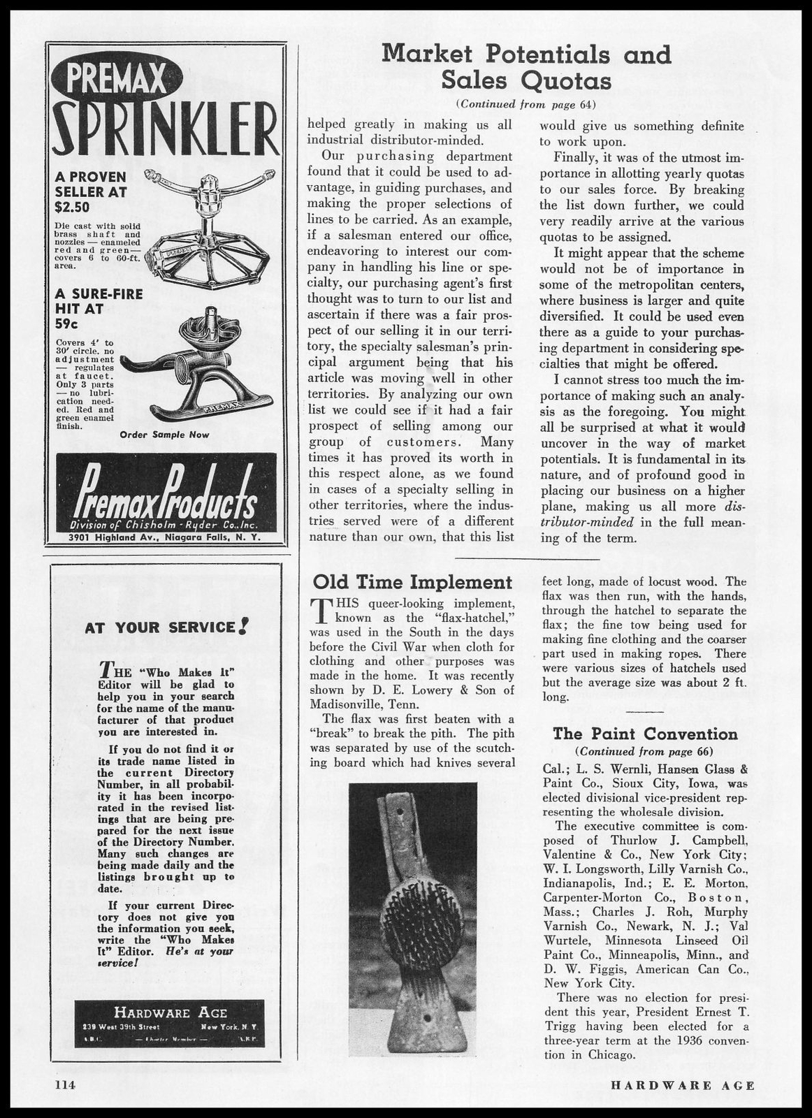 1938 Premax Products Niagara Falls New York Lawn Sprinklers Vintage Print Ad