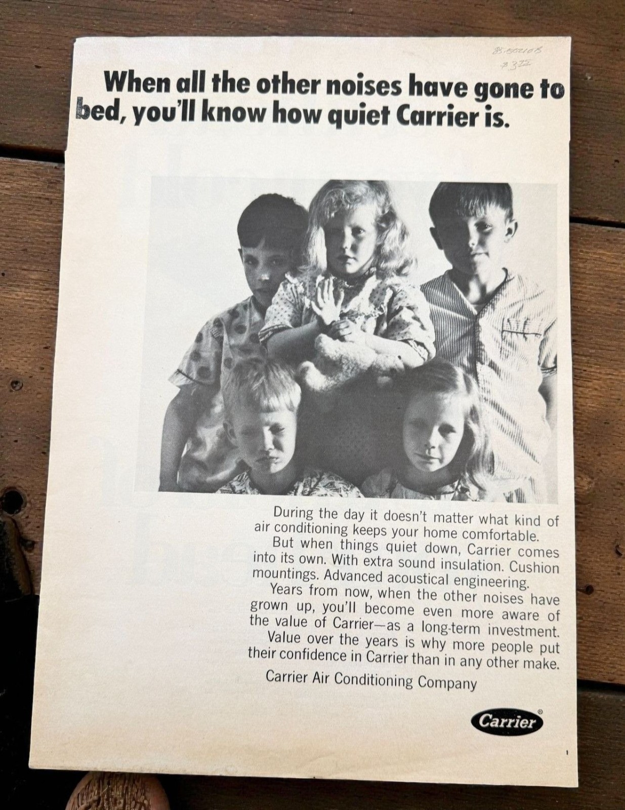 Carrier Air Conditioning Vintage Print Ad 1960s Quiet Design Retro HVAC