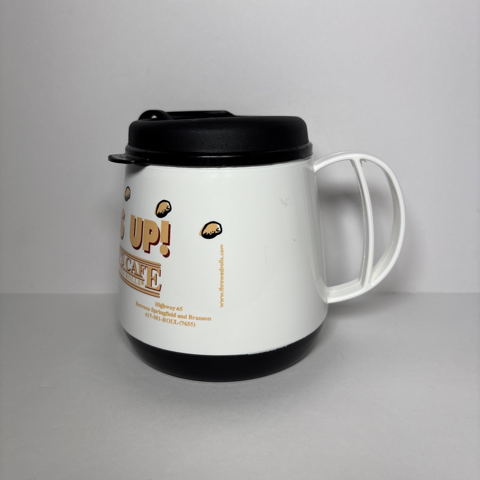 Heads Up! Lamberts Cafe Throwed Rolls 20oz Insulated Travel Mug Coffee Cup