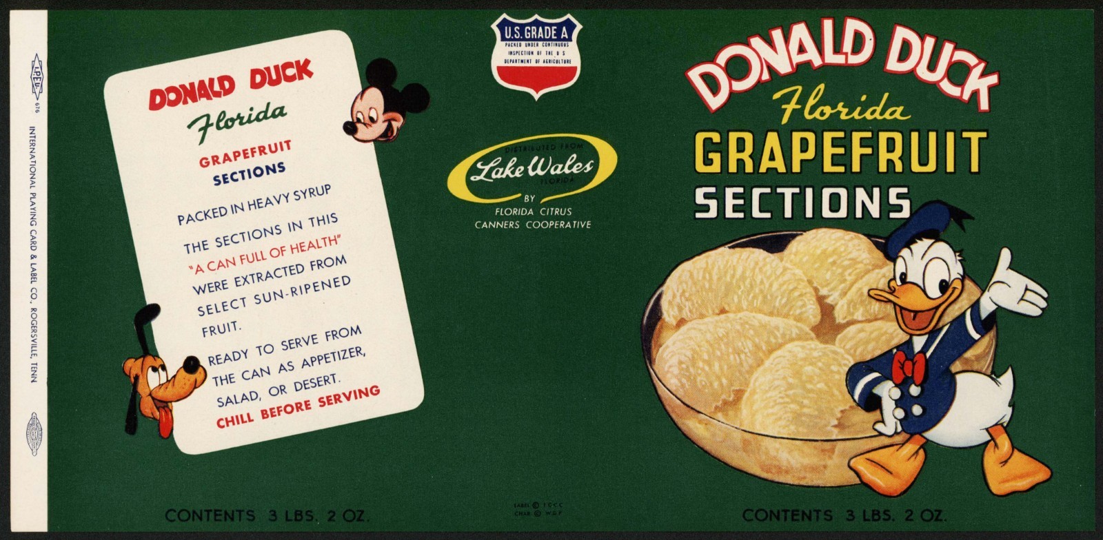 Vintage label DONALD DUCK Florida Grapefruit Sections #2 Micky Mouse Walt Disney