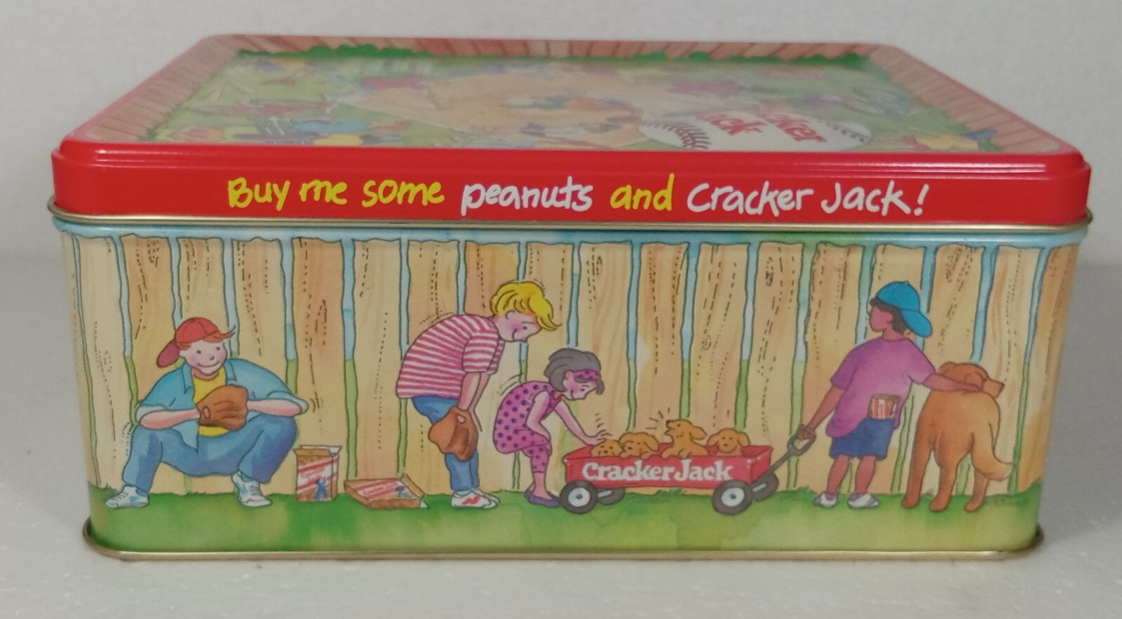 Cracker Jack Metal Tin 3 .5″ H x 6 W x 8 L Baseball Field Limited Edition 1994