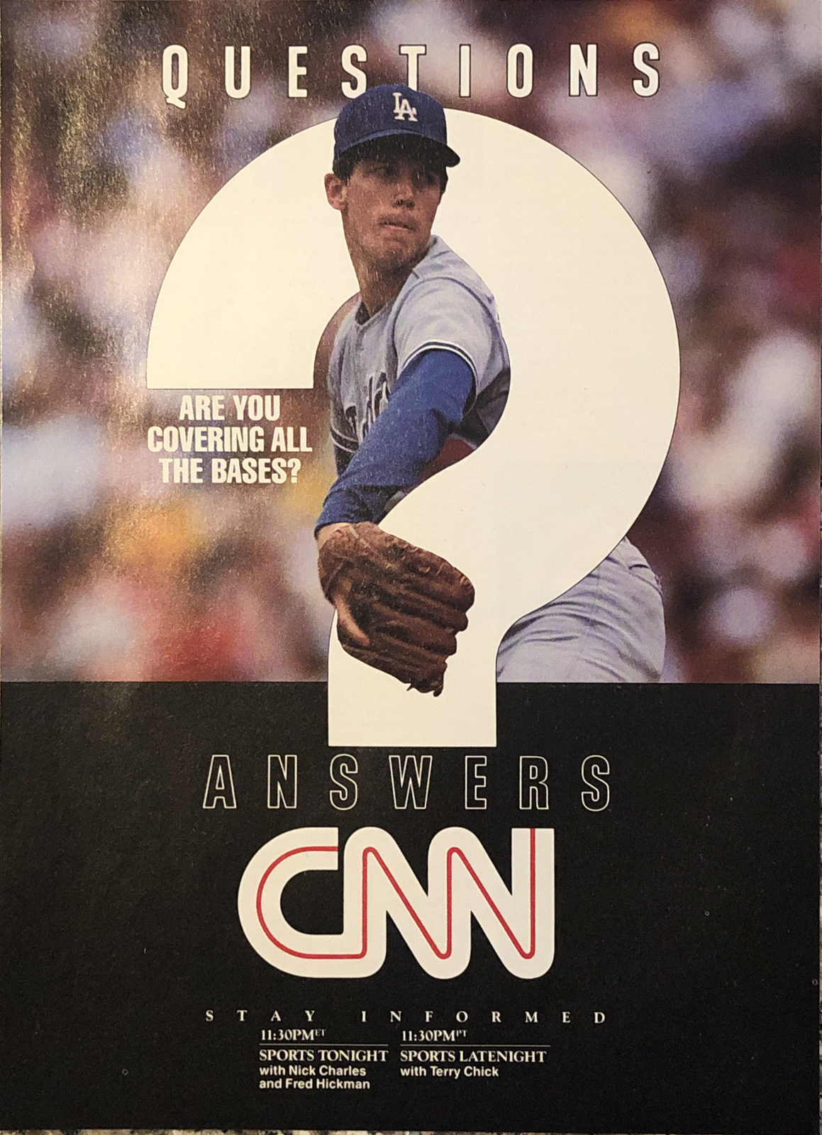 PRINT AD 1989 CNN Sports Tonight Latenight Orel Hershiser LA Dodgers Baseball