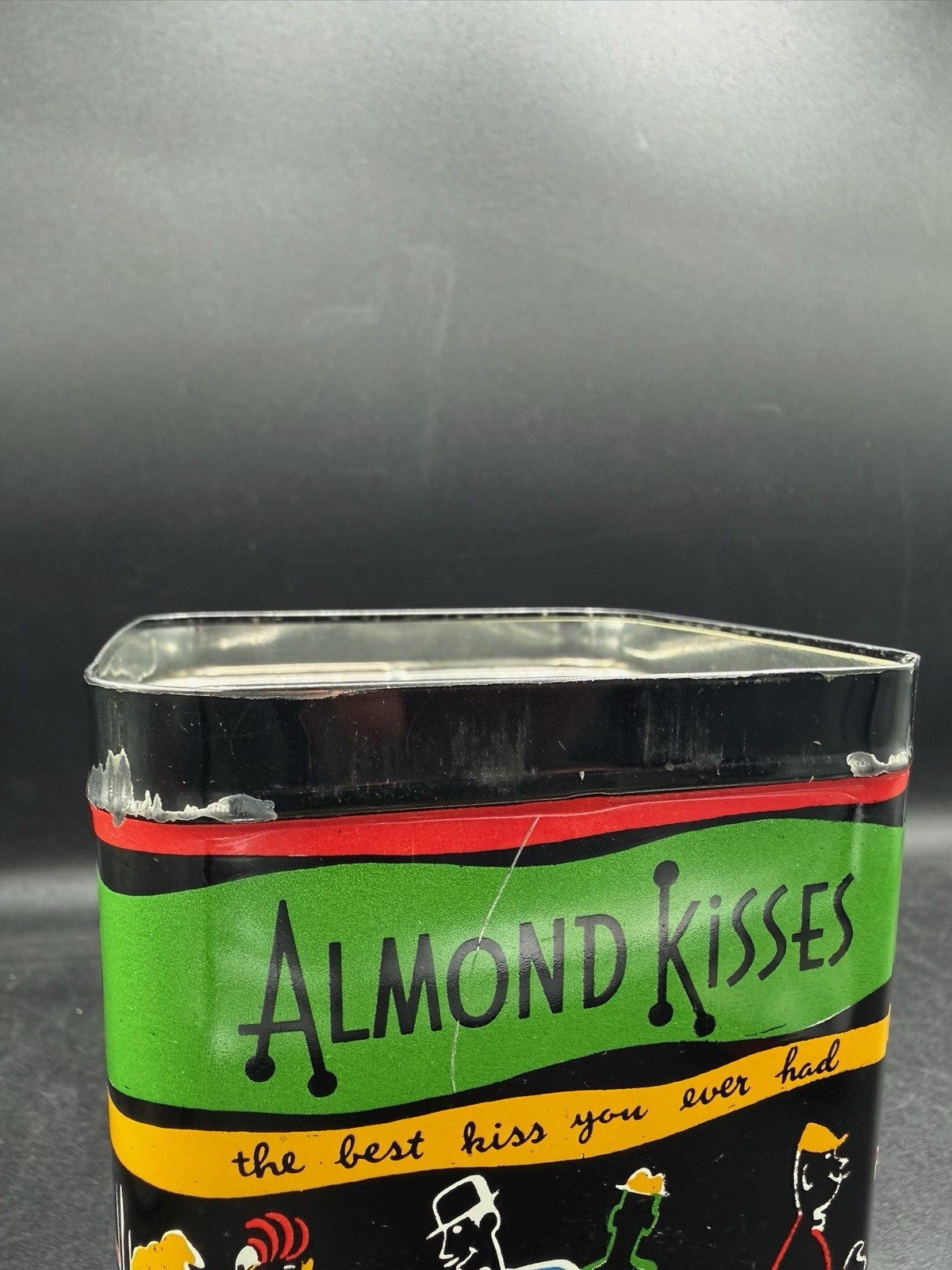 Vintage Barton’s Almond Kisses metal Tin Can Empty! Great Condition! Storage