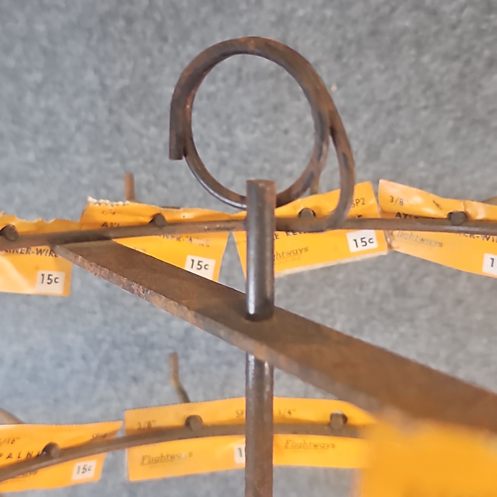 Vintage Flightways Countertop Spinning Hardware Display Rack Loaded NOS Rusty