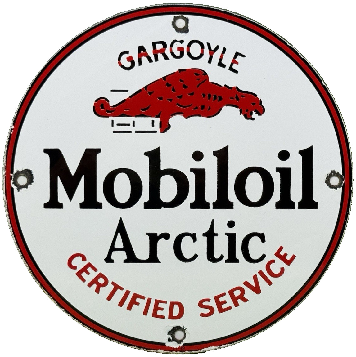 VINTAGE MOBILOIL PORCELAIN SIGN DEALERSHIP GAS STATION MOBIL MOTOR OIL PEGGY