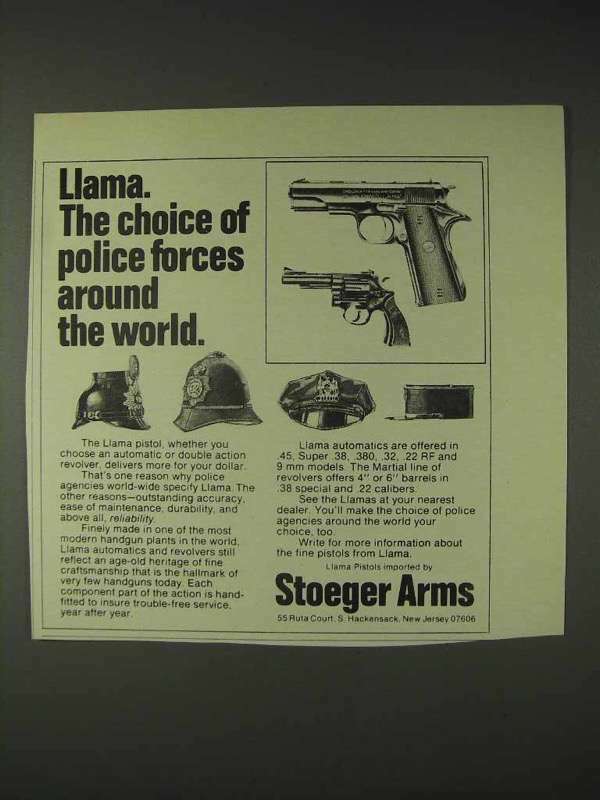 1973 Llama Pistol Ad – Choice of Police Forces