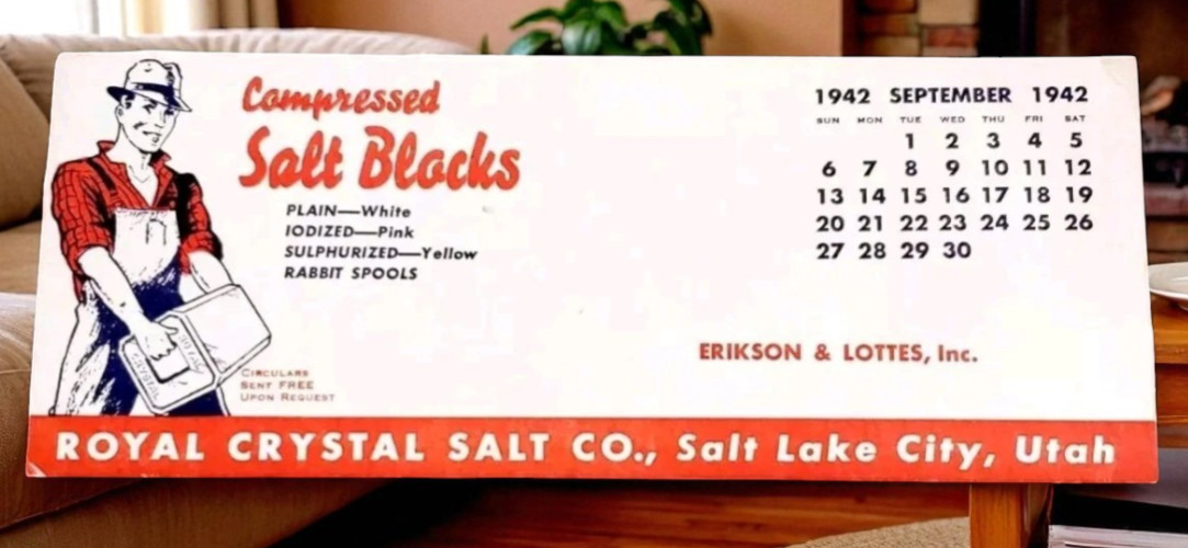 Advertising Card 1942 Royal Crystal Salt Company Collectible Next Day Shipping