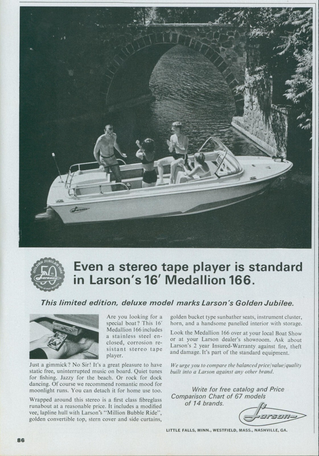 1966 Larson Medallion 166 Golden Jubilee Limited Edition Deluxe Model Ad SP23