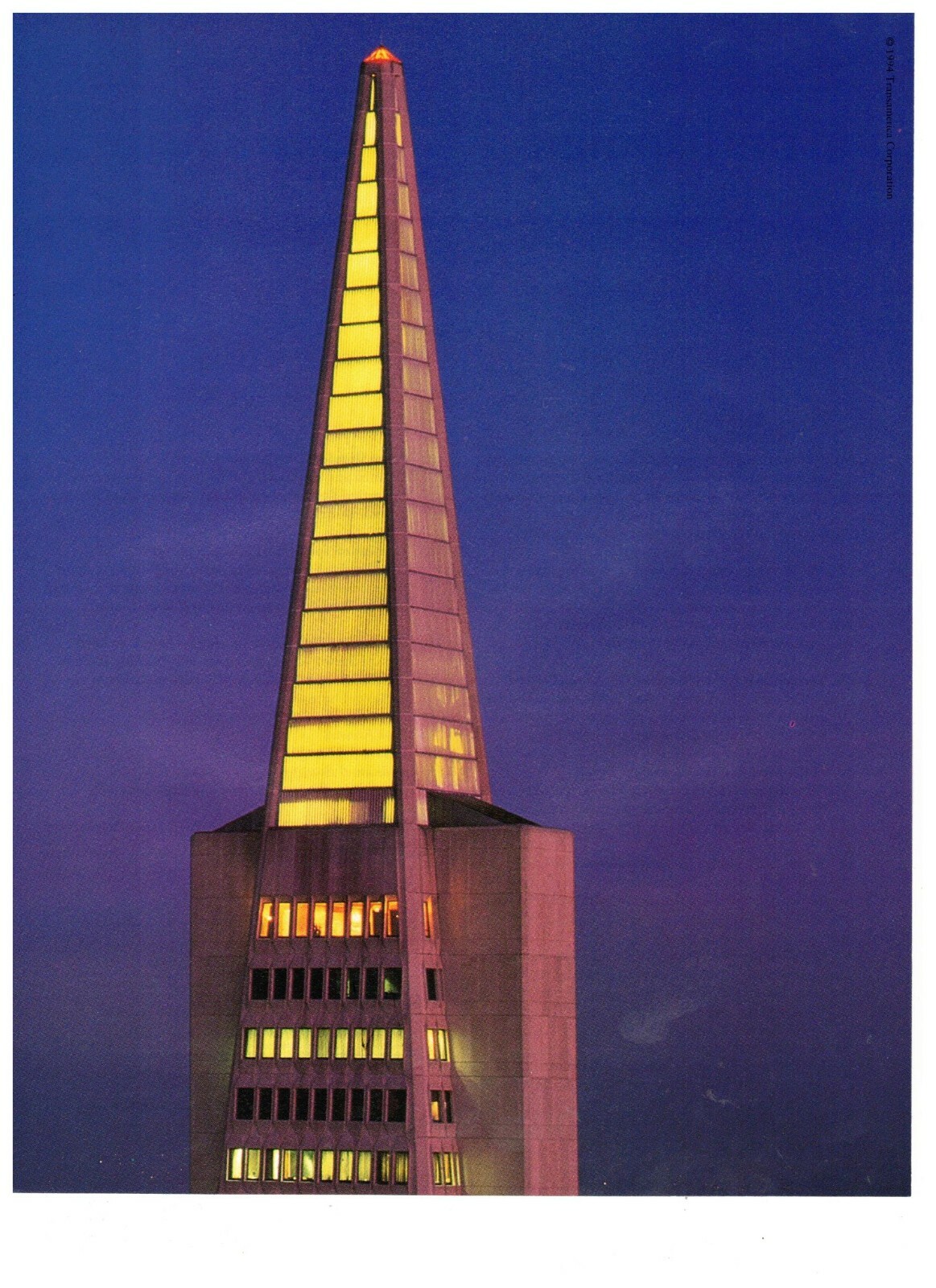 Transamerica Pyramid Nighttime Vintage 1995 Print Ad