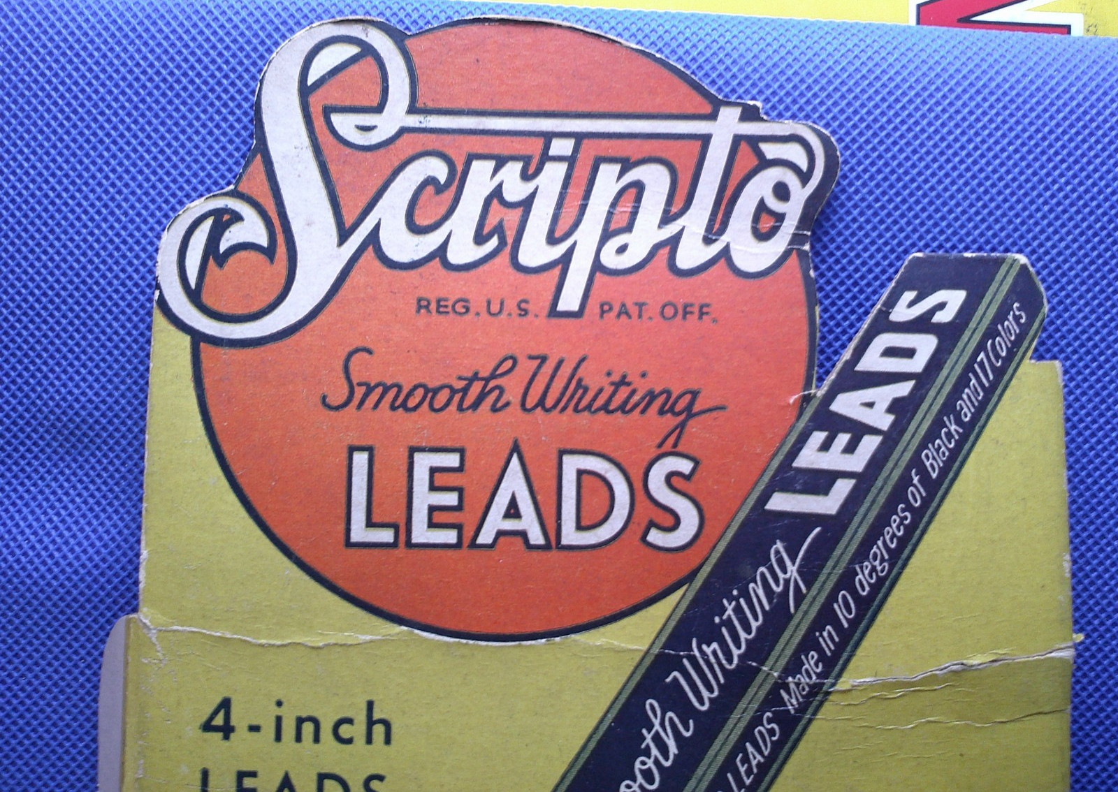 1940 SCRIPTO 5 CENT Smooth Writing LEADS CARDBOARD STORE DISPLAY