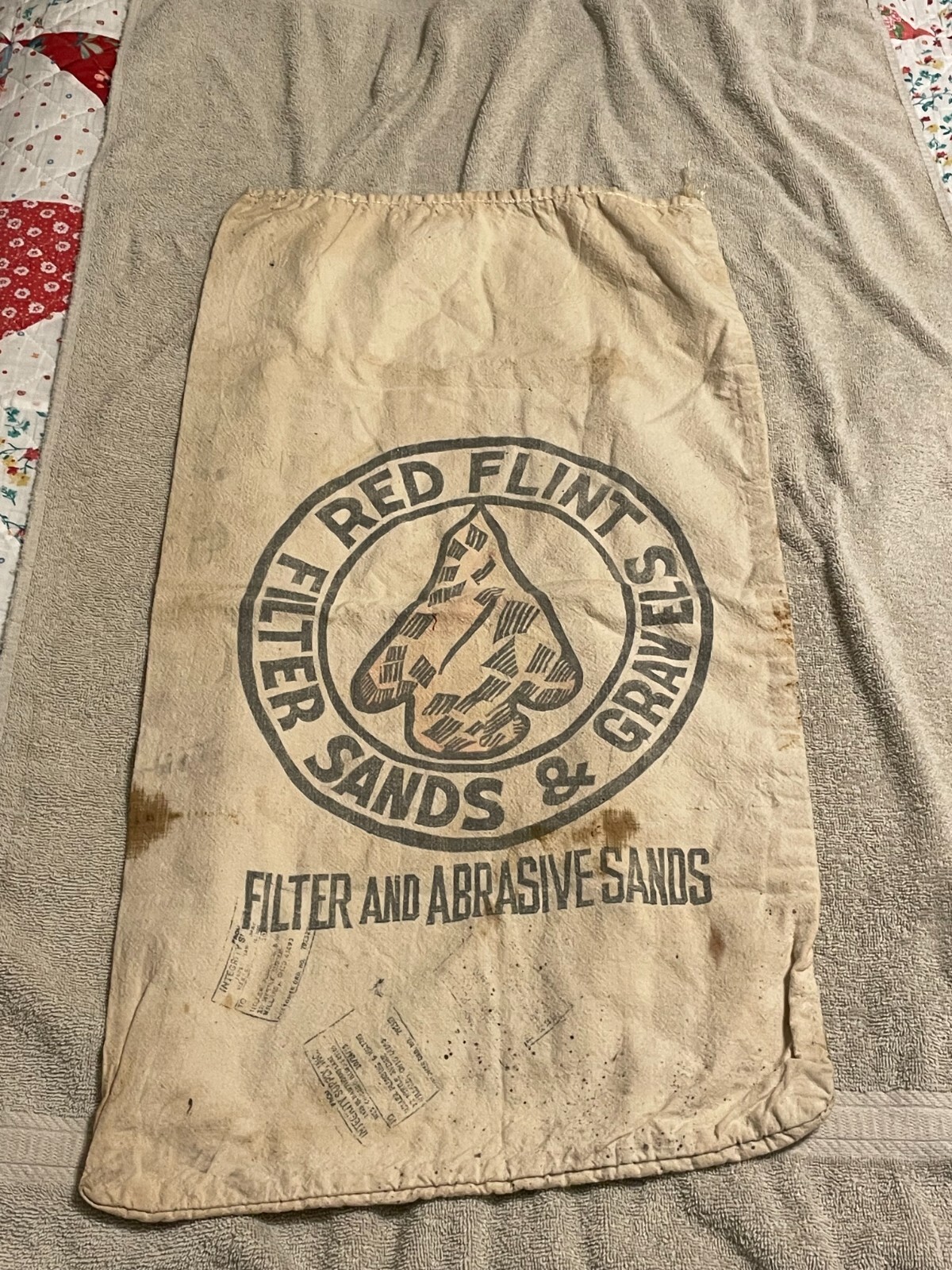 VTG. Red Flint Fliter Sand and Gravel Cloth Bag (read) As Is