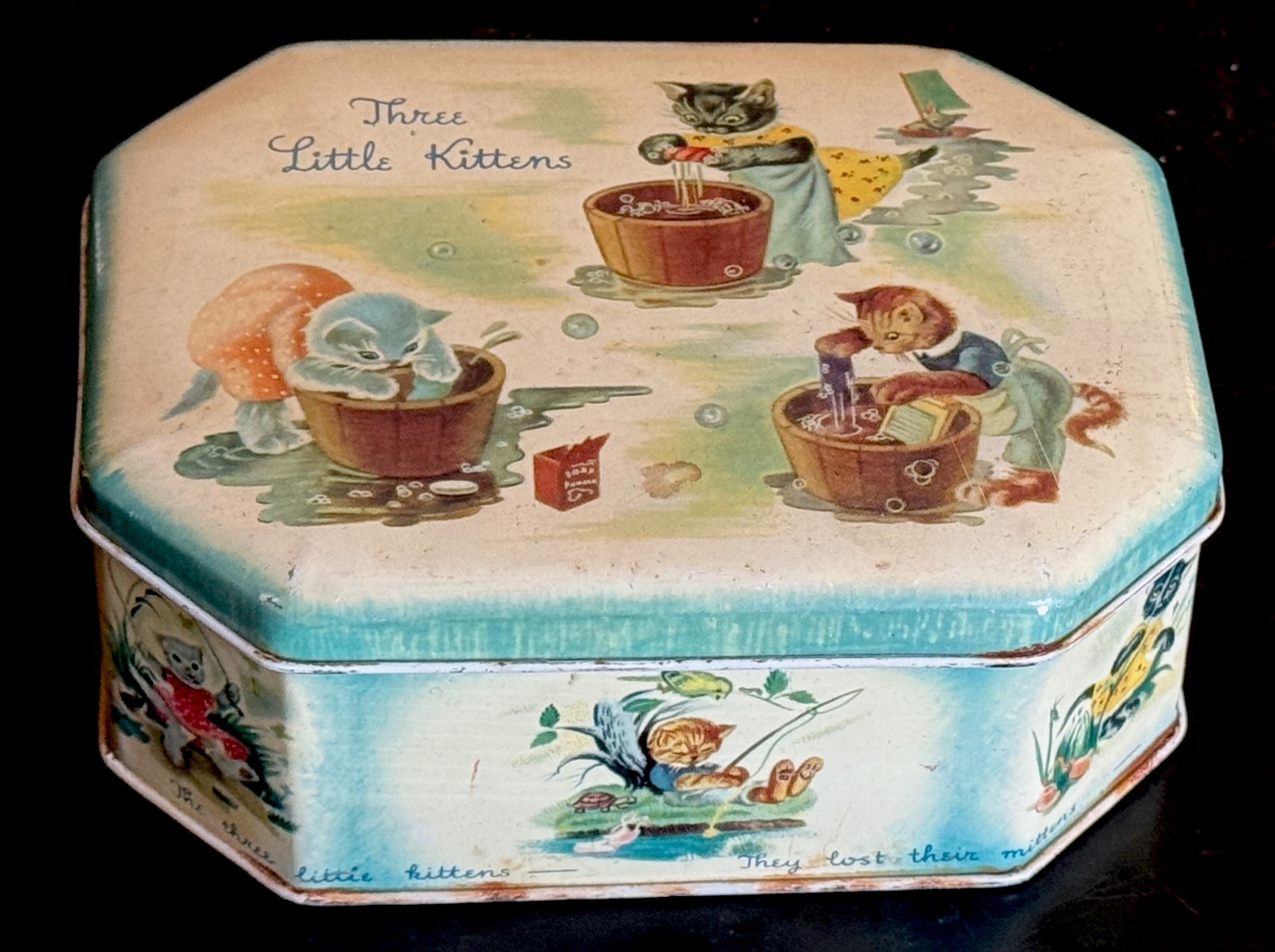 1940’s Three Little Kittens Tin by the Metal Box Co.England / With Bonus Inside!
