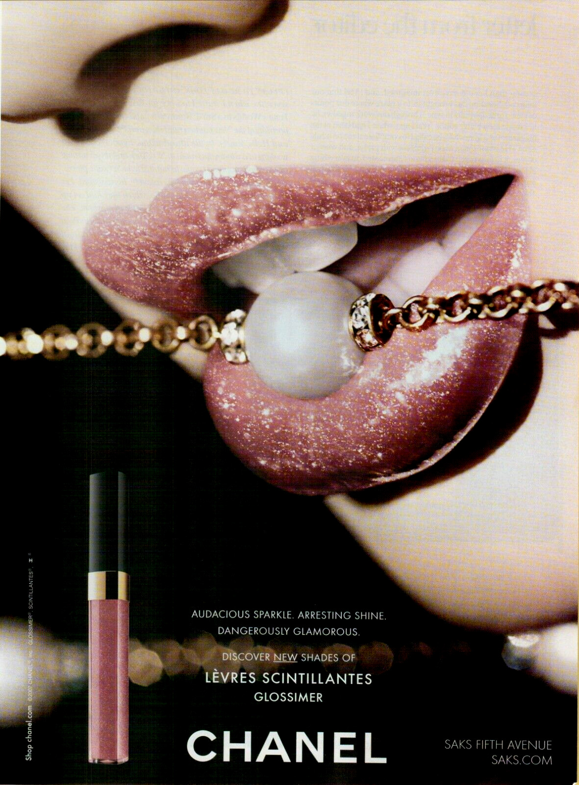 2007 Chanel Levres Scintillantes Glossimer Sparkle Lip Stick VINTAGE PRINT AD