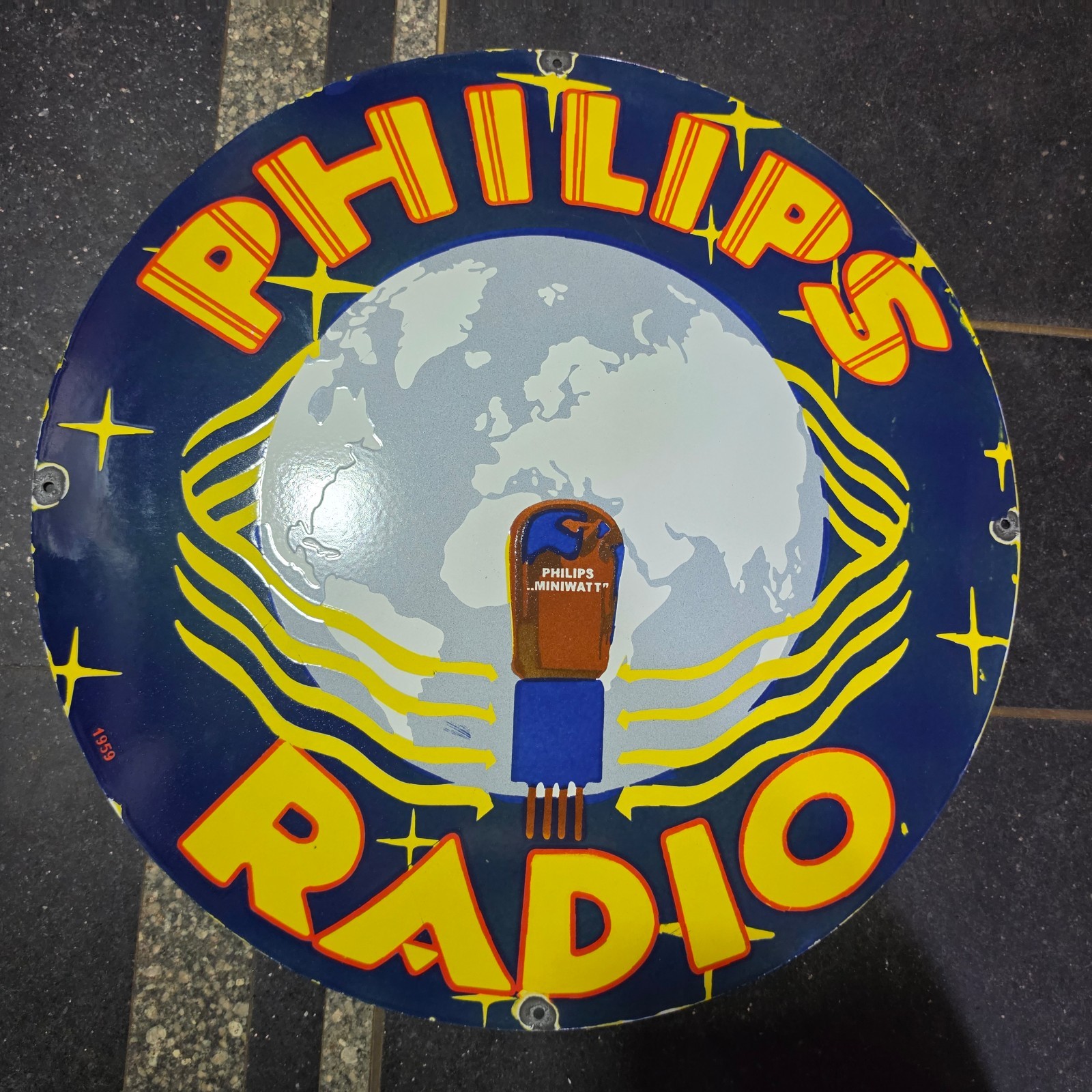 PHILIPS RADIO PORCELAIN ENAMEL SIGN 29 X 29 INCHES