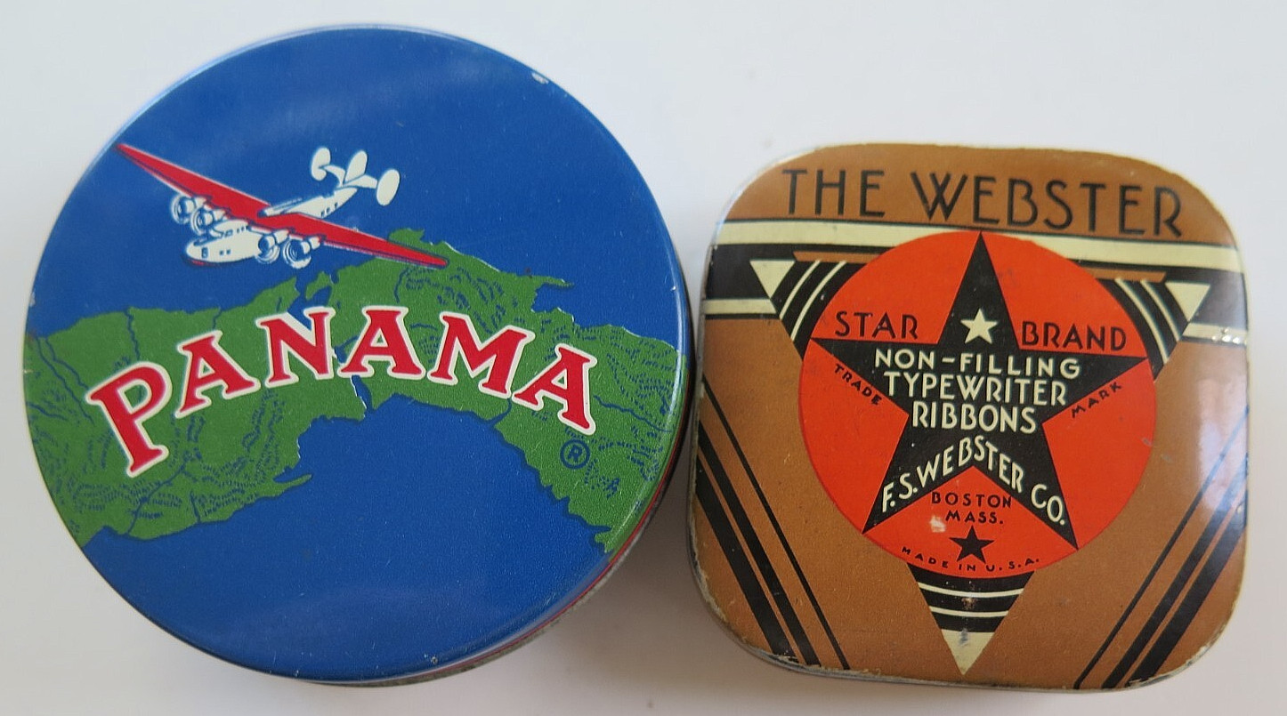 Vintage THE WEBSTER STAR BRAND & PANAMA Typewriter Ribbon Tins Lot of 2