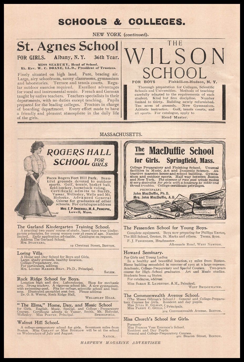 1906 Rogers Hall School For Girls Lowell Massachusetts Woman Golfer Print Ad