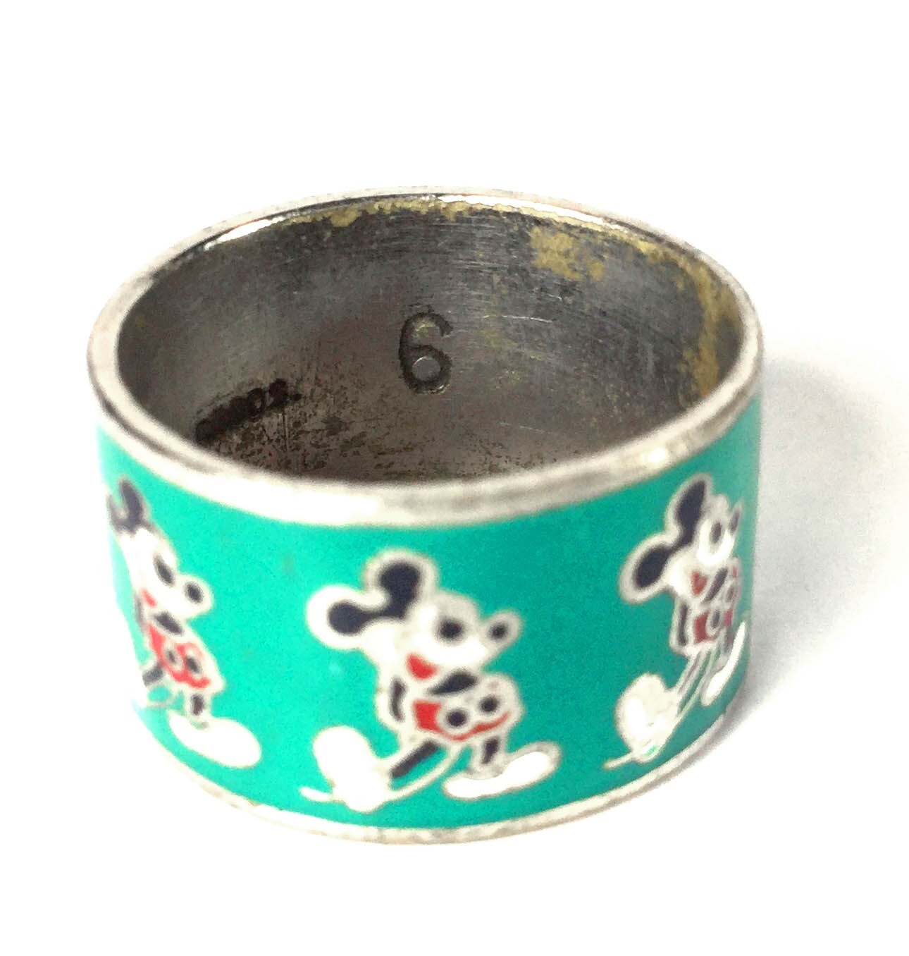 Mickey Mouse Cloisonne / Enamel Wedding Band Metal Ring – Size 6 (Circa 1970’s)