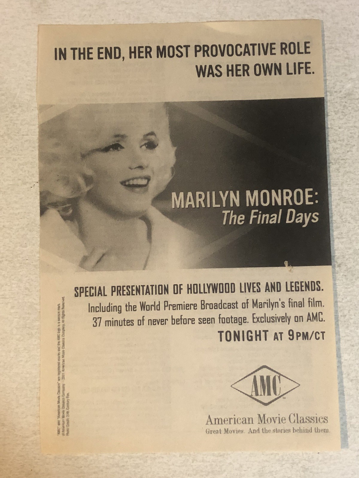 Marilyn Monroe Final Days Vintage Print Ad Tpa33