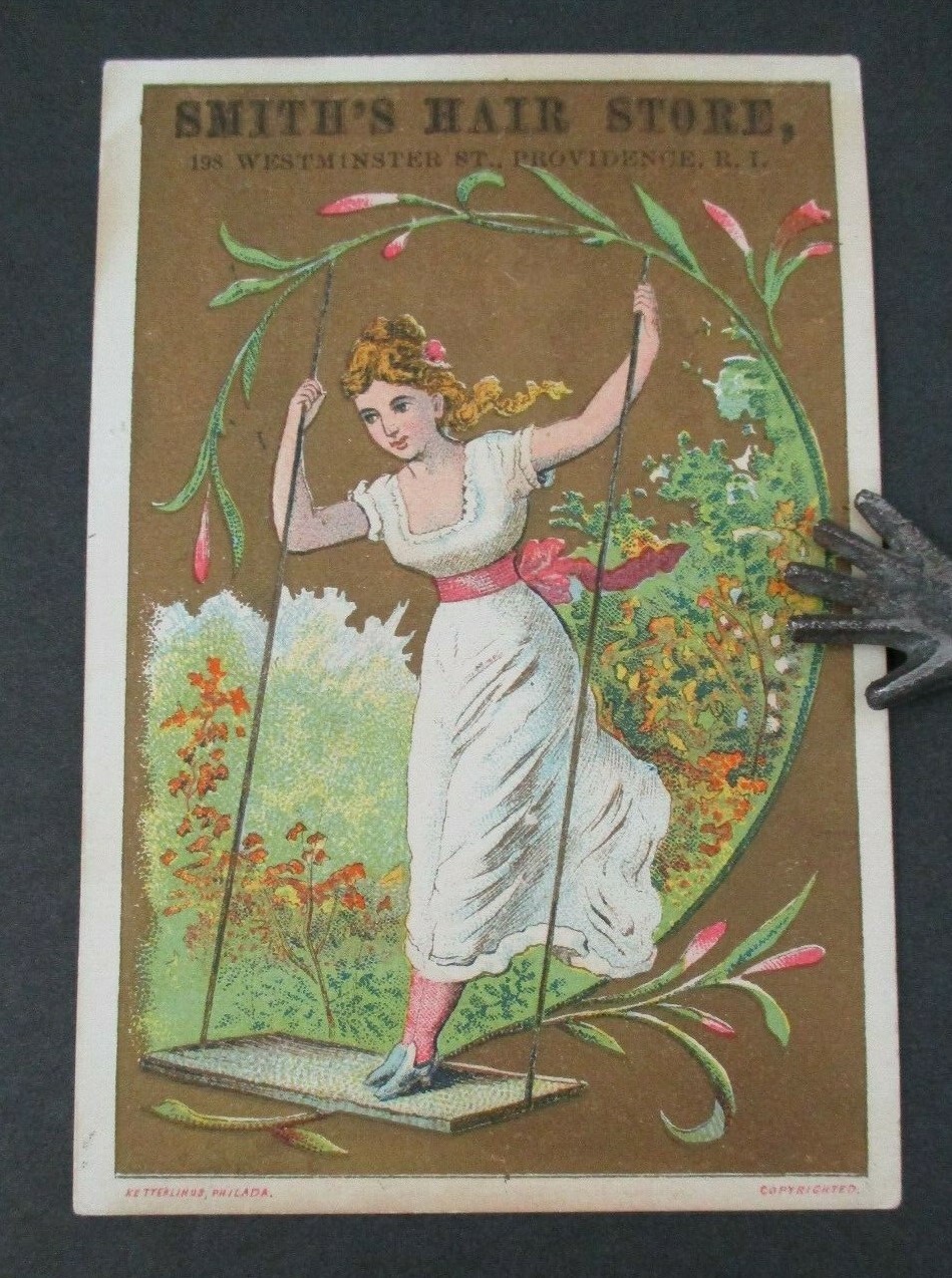 SMITH’S HAIR STORE, 198 Westminster St. Providence, RI Victorian Trade Card