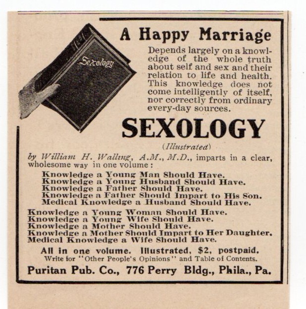 1911 Sexology Book Ad Marriage Guide Edwardian Era Culture William Walling M.D.