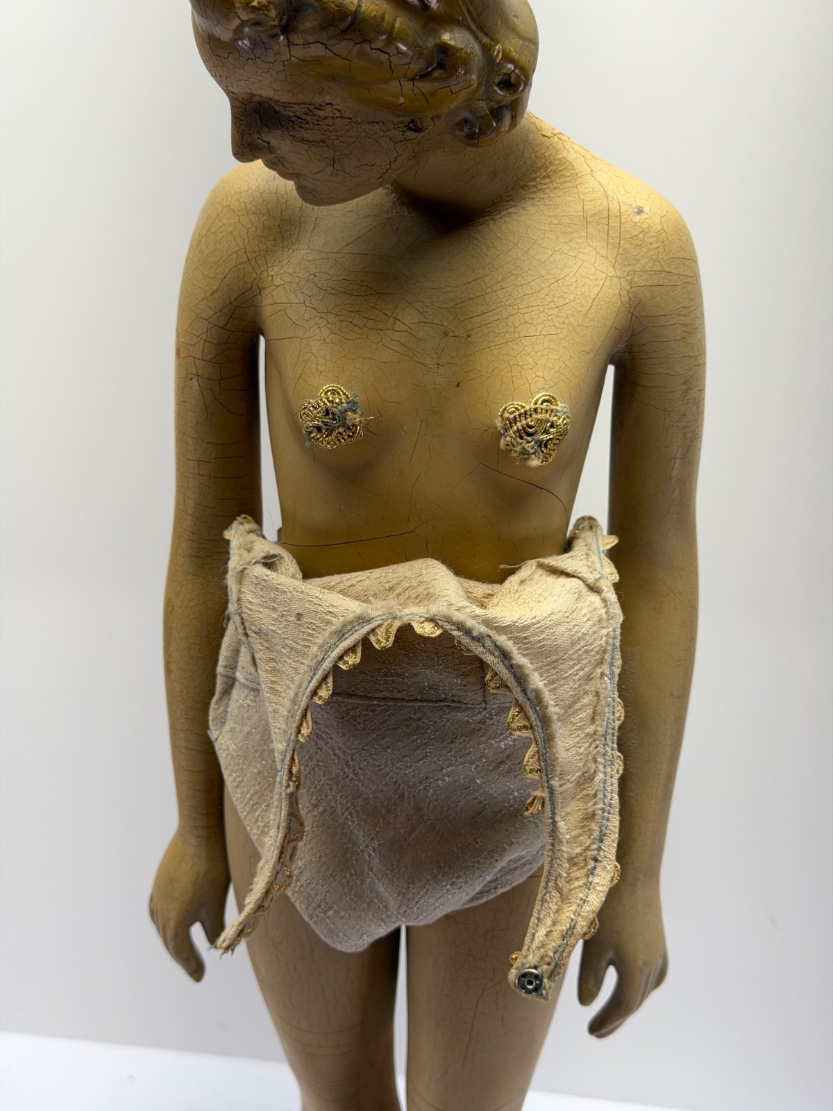 ATQ 1930S STORE COUNTER DISPLAY Risque LINGERIE MANNEQUIN FIGURE Charna-Lee 23″