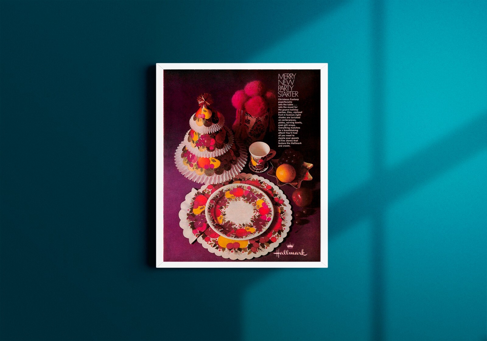 1968 Hallmark Christmas Partyware Vintage PRINT AD Festive Decoration