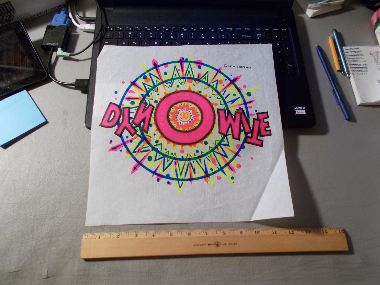 1975 THE RATS HOLE IRON ON TRANSFER DYNOMITE DAY GLO 12″X12″