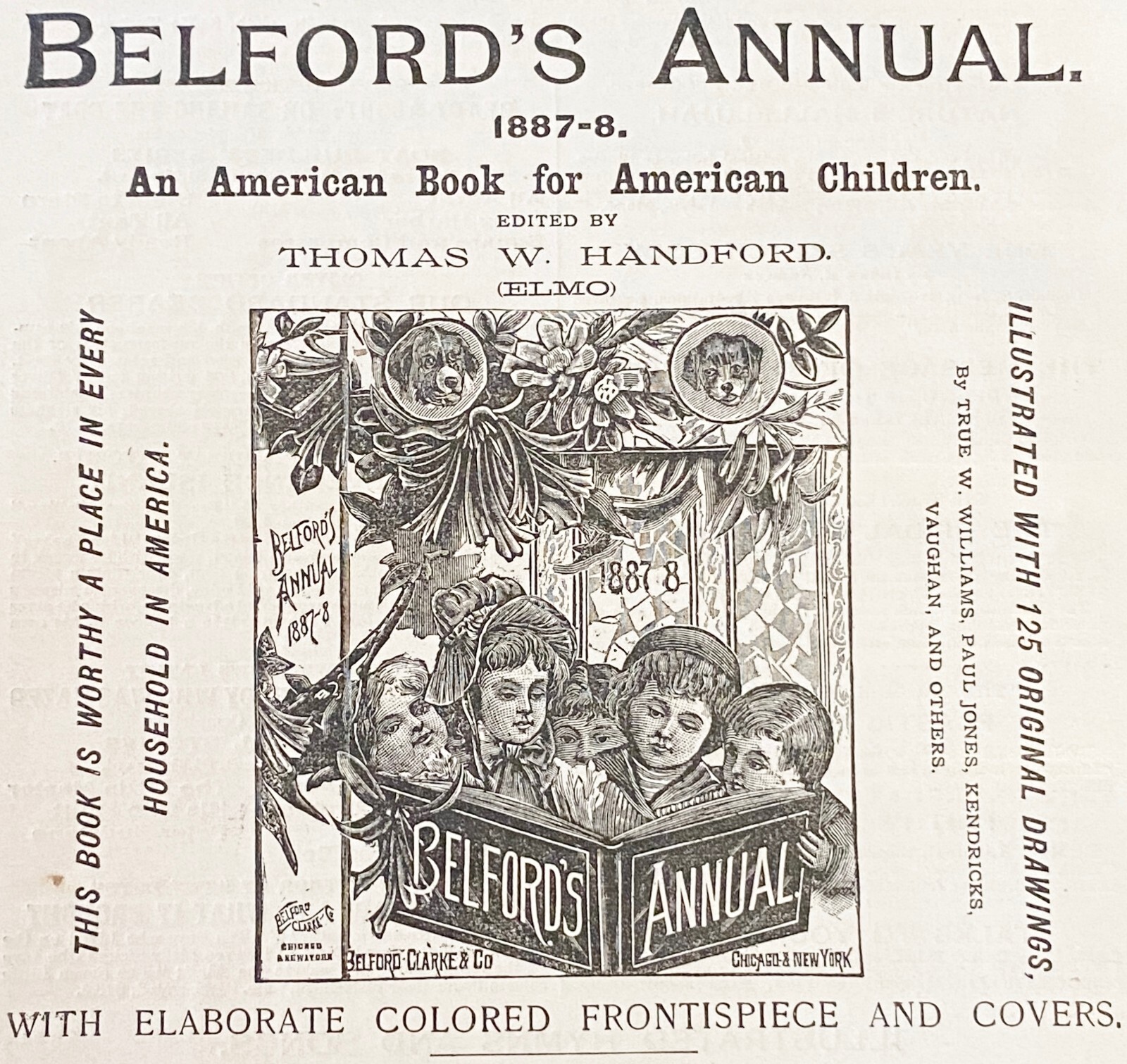 RARE!Antique 1887 Victorian Xmas Print Ad BELFORD’S ANNUAL Children’s Story Book