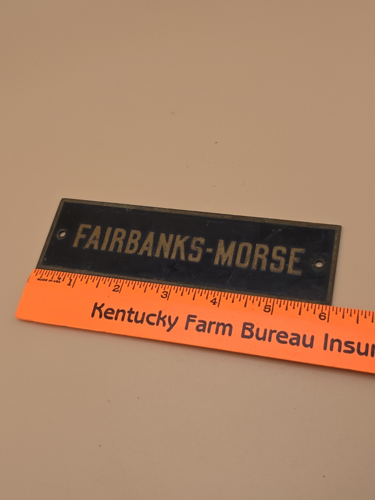 Vintage Fairbanks Morse Brass Enamel Plaque Badge Tag Sign Hit And Miss Engine
