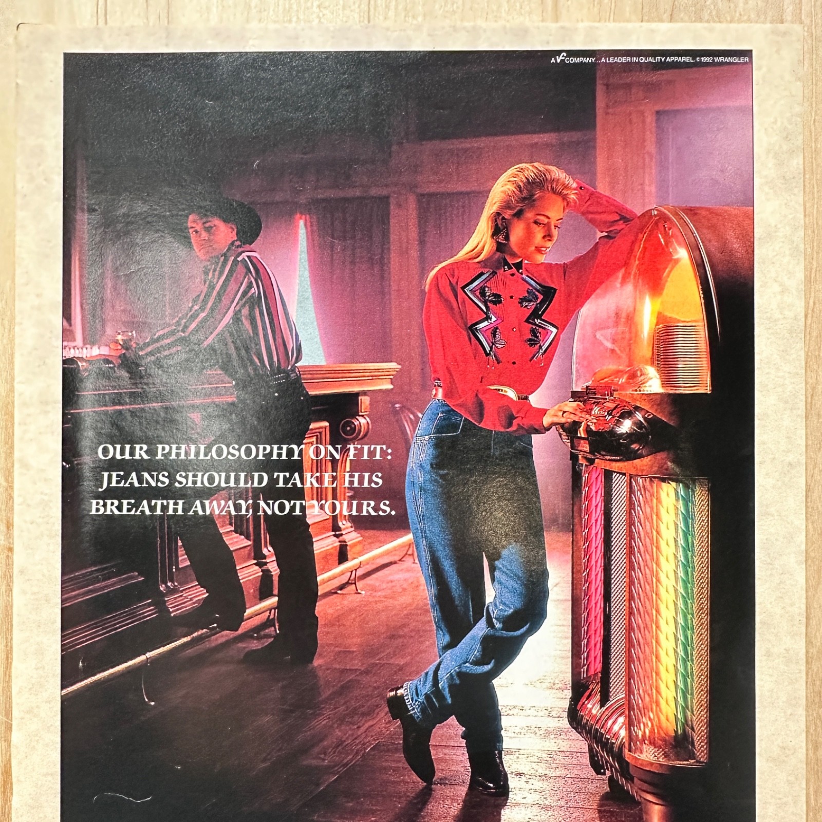 1992 Silverlake By Wrangler Western Wear Vintage Print Ad Jukebox Woman Jeans
