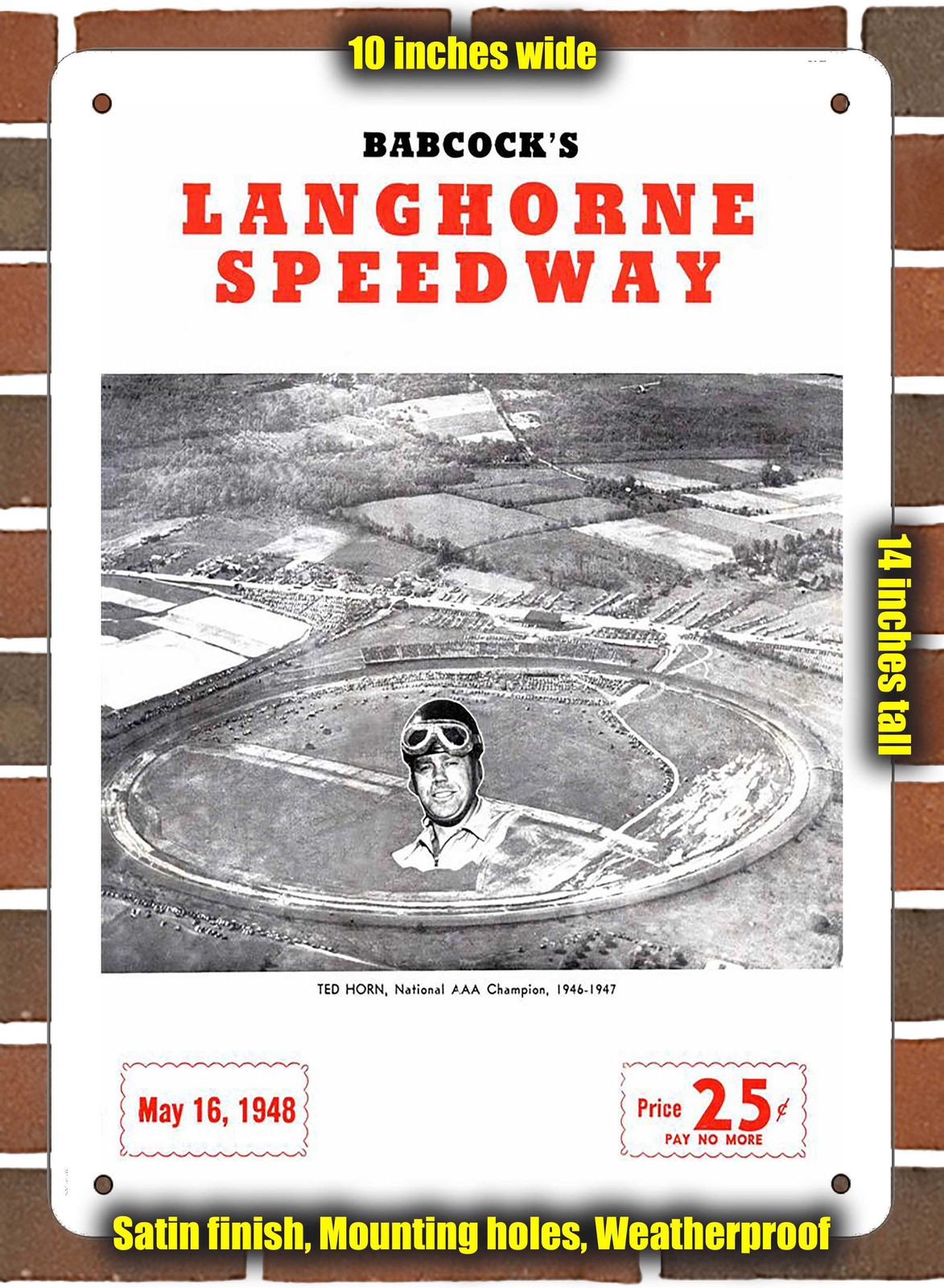 Metal Sign – 1948 Langhorne Speedway Racing Program – 10×14 inches