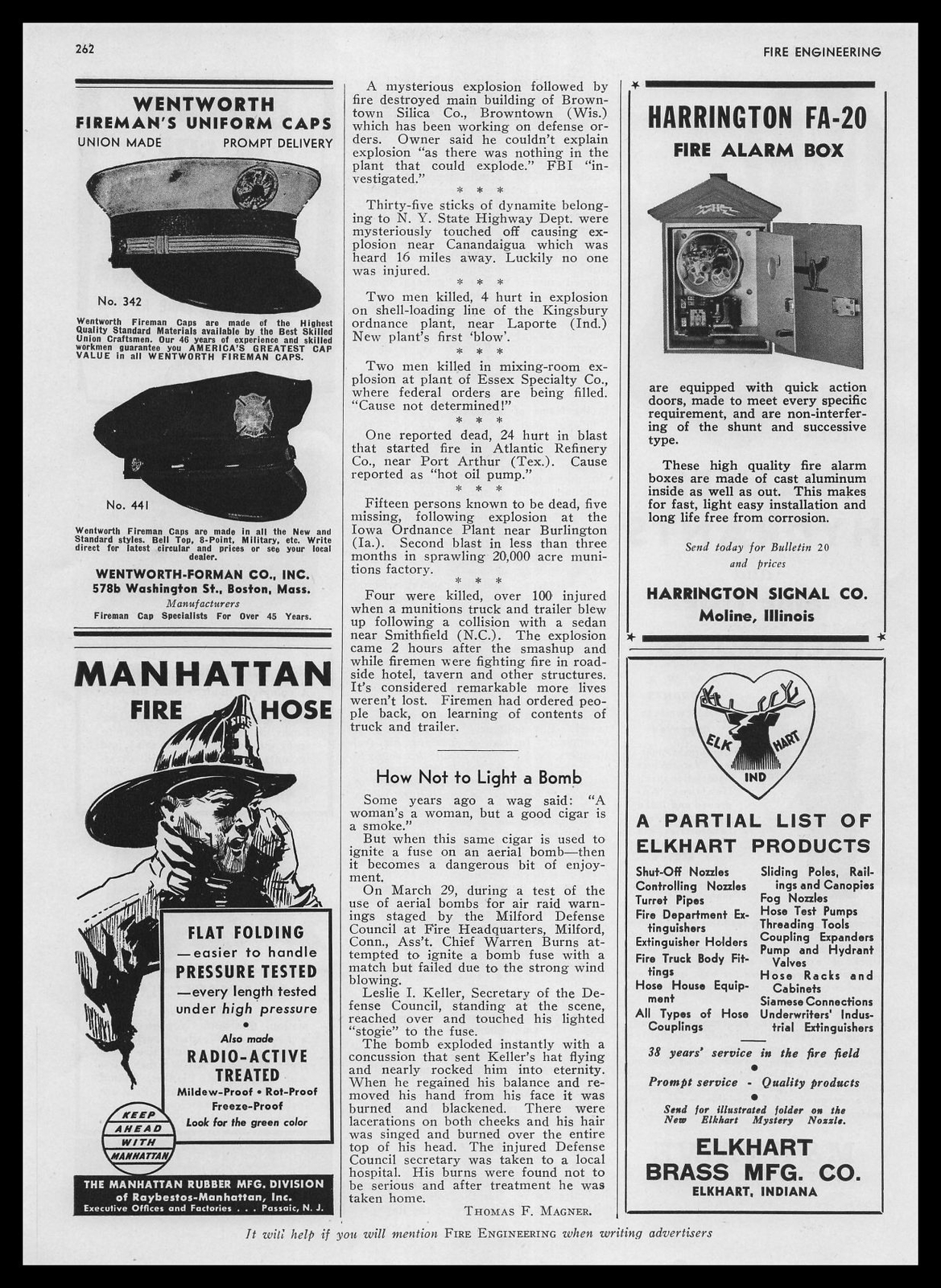 1942 Harrington Signal Company Moline Illinois Fire Alarm Box Vintage Print Ad